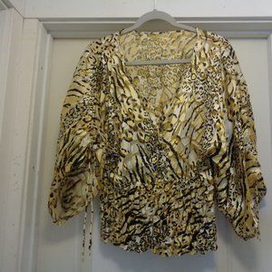 TRENDING SILKY SEXY TIGER GLITTER BLOUSE M